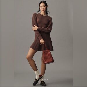 🍫NWT Anthropologie Brown Knit Sweater Dress